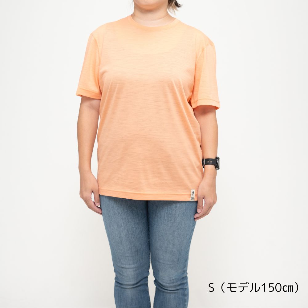 ［SN］×『山と食欲と私』高機能メリノウール50Tシャツ～AYUSORA～（朝焼ピーチファズ）