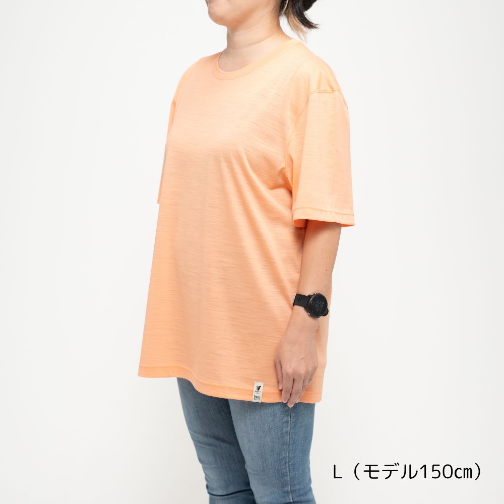 ［SN］×『山と食欲と私』高機能メリノウール50Tシャツ～AYUSORA～（朝焼ピーチファズ）