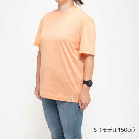 ［SN］×『山と食欲と私』高機能メリノウール50Tシャツ～AYUSORA～（朝焼ピーチファズ）